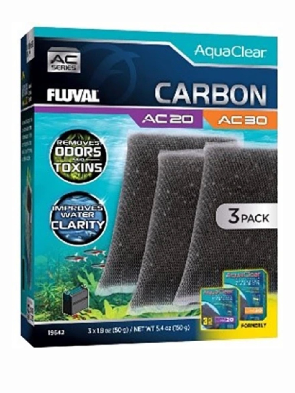 AquaClear Carbon Filter Pads - Black (3 Pack)